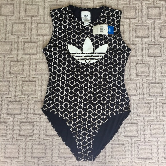 black and white adidas bodysuit